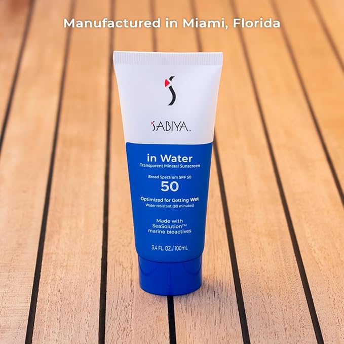 In The Water Mineral Sunscreen SPF 50, Broad Spectrum Zinc Oxide, Daily Sun Protection for Face and Body, Lightweight Formula with SeaSolution™, 3.4 oz