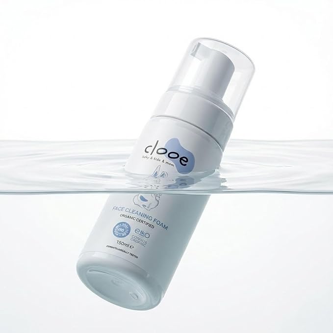 Organic Face Cleansing Foam (150 mL) – Gentle Foaming Cleanser with Aloe Vera & Licorice, Sulfate-Free, COSMOS Organic, For Sensitive Skin