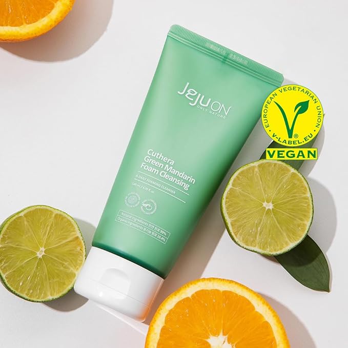 Cuthera Green Mandarin Korea Cleansing Foam 4.05 Fl Oz - Vegan Natural Skincare, Hydrating, Makeup Cleansing, Moisturizing, Skin Calming, Exfoliation Care, Waste Care