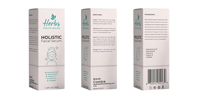 Holistic Facial Serum – Hydrating Value Pack 1.69 Fl Oz with Hyaluronic Acid 10%, Niacinamide 5%, Vitamin C & E, Collagen – Multi-Depth Moisturizing & Plumping Serum for Smooth, Radiant Skin