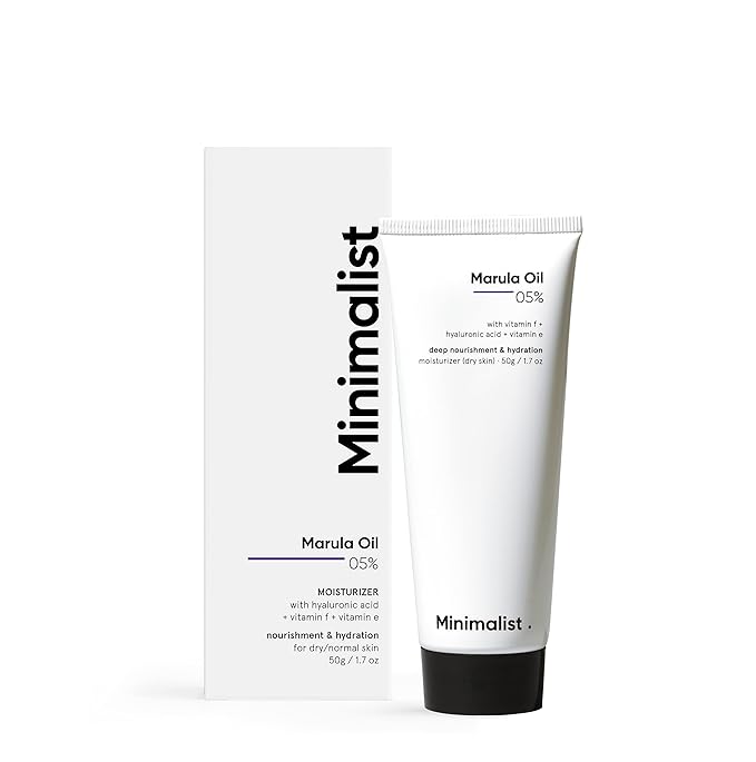 Minimalist Face Moisturizer for Dry Skin | Marula Oil 5% With Hyaluronic Acid For Deep Nourishment & Hydration | Face Hydrating Moisturizer | For Women & Men | 1.7 Oz / 50 gm