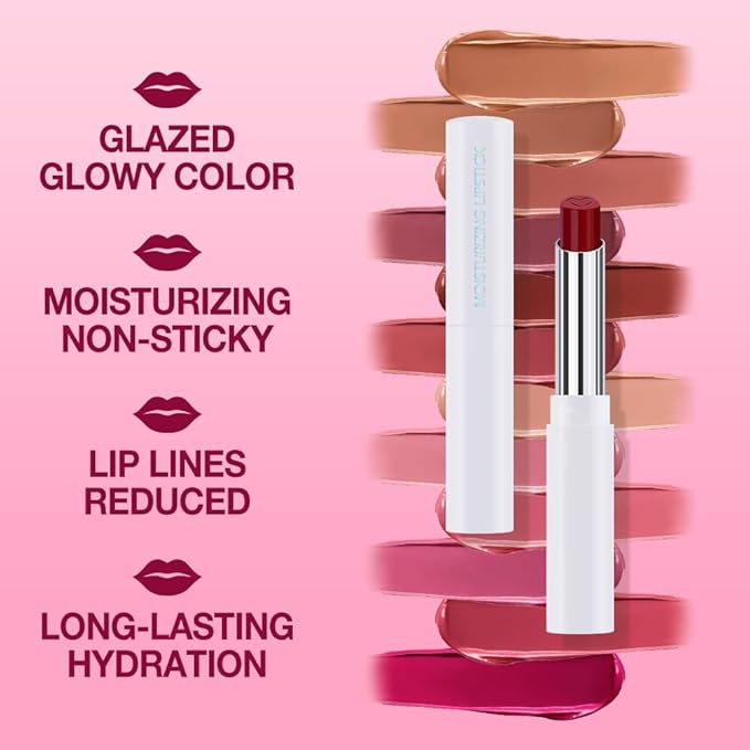 1Pcs Tinted Lip Balm Moisturizing Lipstick – Waterproof Hydrating Matte Lip Balm for Women, Creamy Natural Color Stain for Dry Lips,Soft Matte Finish with Subtle Scent (#12 Berry Rose Red)