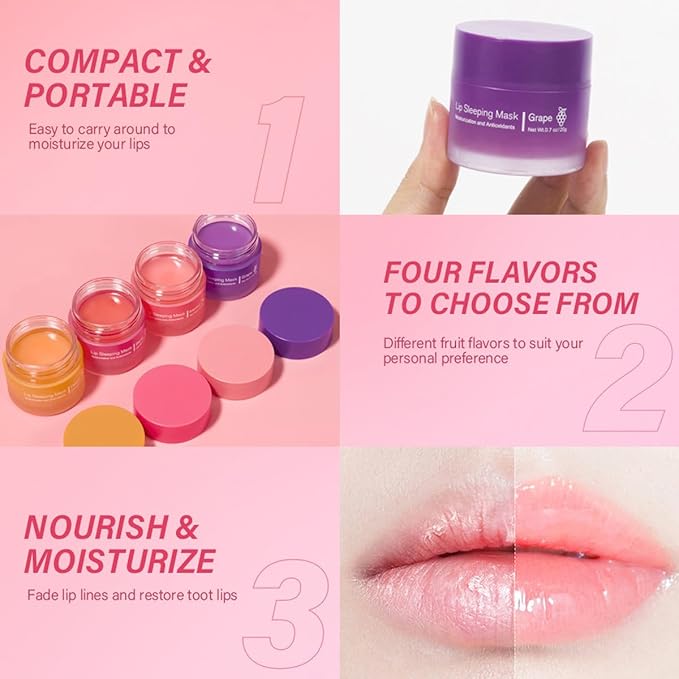Sleeping lip mask, Repairing Lip Balm, Long-Lasting Nourish & Hydrate Lip mask, Hydrating, Moisturizing Lip Skin Care, Improve Lip Color, Reduce Lip Lines Anti-chapped Lip Cream (03# Grapefruit)