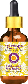 Deve Herbes Pure Eucalyptus Essential Oil (Eucalyptus globulus) with Glass Dropper Steam Distilled 10ml (0.33 oz)