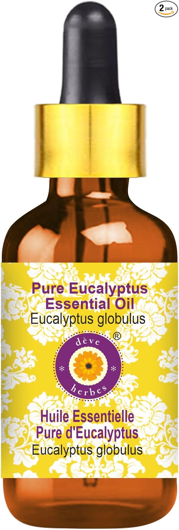 dève herbes Pure Eucalyptus Essential Oil (Eucalyptus globulus) with Glass Dropper Steam Distilled 15ml (0.50 oz)