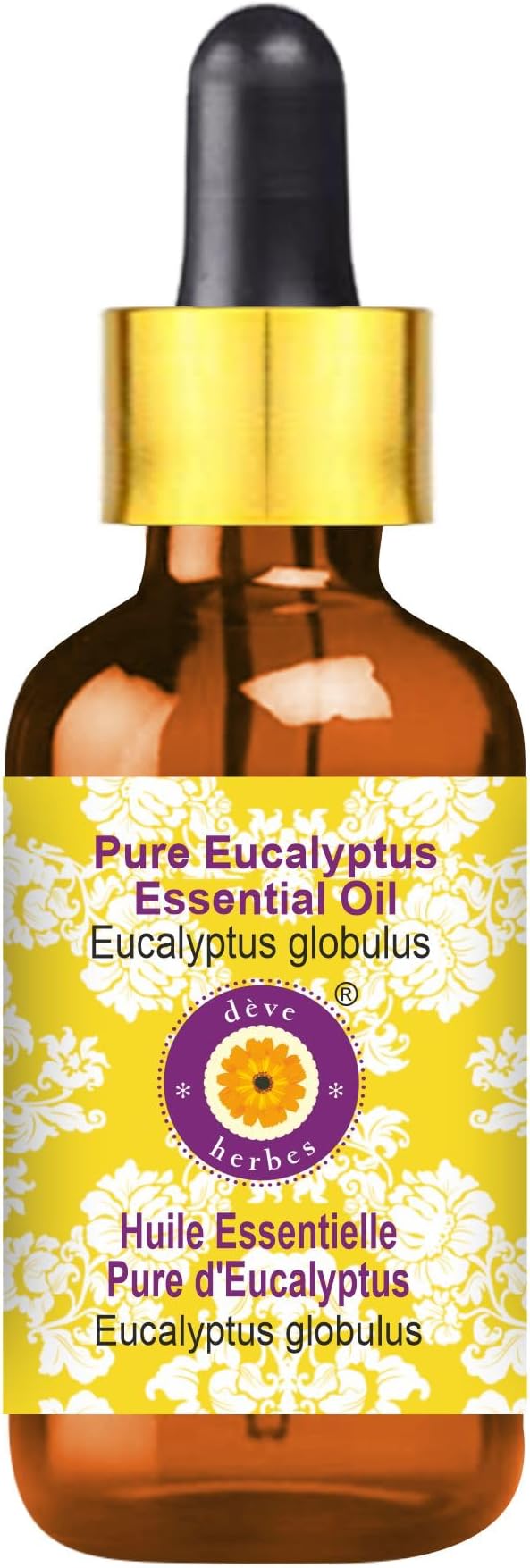 Deve Herbes Pure Eucalyptus Essential Oil (Eucalyptus globulus) with Glass Dropper Steam Distilled 100ml (3.38 oz)
