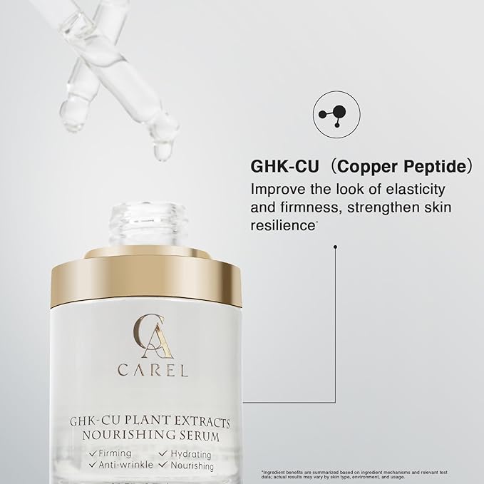 GHK-CU Peptides Nourishing Serum, Copper Tripeptide-1 for Firm, Wrinkle, Plant Extracts, Aloe, Agave for Skin Renewal and Moisture, All Skin Types, 1.01 fl oz