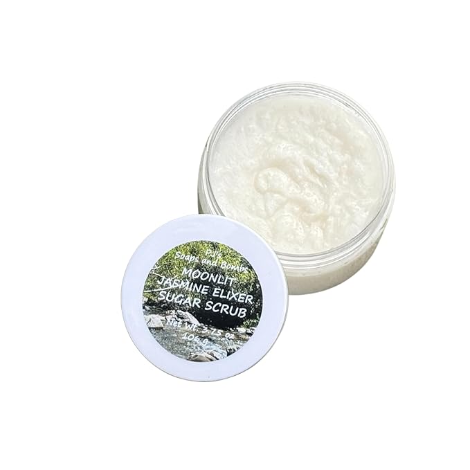PJ’s Coconut & Almond Bliss Sugar Scrub – Moonlit Jasmine Elixer Scent, Gentle Exfoliating & Nourishing Body Polish, Cruelty-Free, Small Batch, 3.75 oz