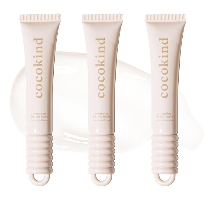 Cocokind Ceramide Lip Blur Balm, Be Real - Clear Hydrating Lip Balm with Ceramides & Peptides, Made for Sensitive Skin & Lips, Unflavored & Fragrance-Free - 3 pack