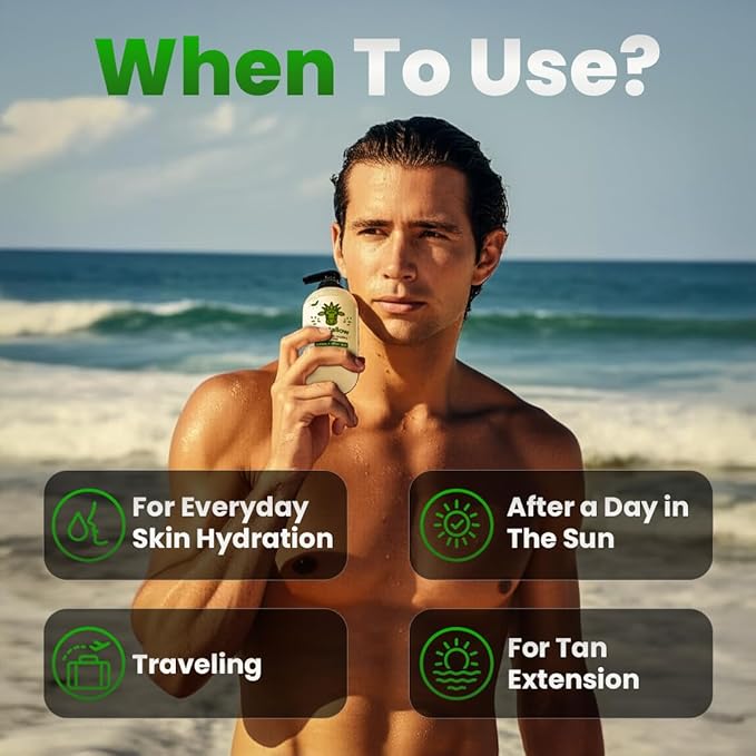 Beef Tallow Body Lotion with Aloe Vera - Grass-Fed Moisturizer for Dry Sensitive Skin, Face and Body - Non-Greasy After Sun Tan Extender, 8oz Pump