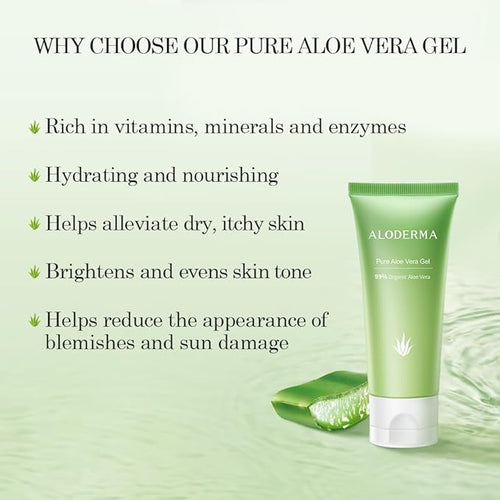 Aloderma Aloe Vera Gel Made within 12 Hours of Harvest with 99% Pure Organic Aloe Vera, Naturally Hydrating for Soothing Skincare, Moisturizing Aloe Gel for Skin, Face, Sensitive Skin - 4oz - 2ct