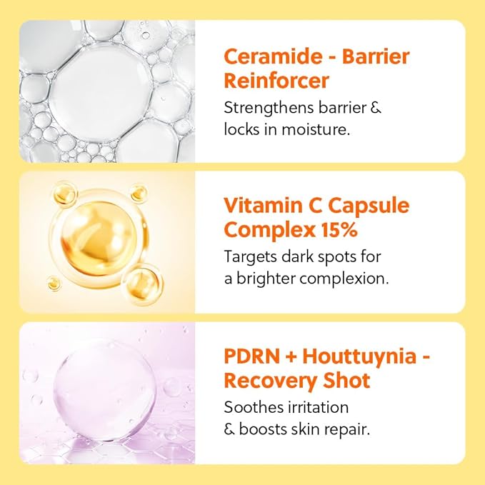 Vitamin C + Ceramide Glow Deep Dive Serum, Antioxidant Brightening Booster for Dark Spots, Skin Barrier Support, Fragrance-Free, 30ml (1.01 fl oz)