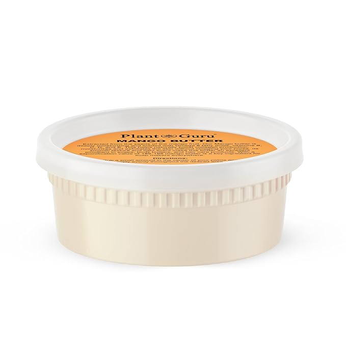 Plant Guru Raw Mango Butter 8 oz. - 100% Pure Natural Unrefined - Great for Skin, Body and Hair Growth. DIY Soap Making, Body Butter, Lotions and Creams.
