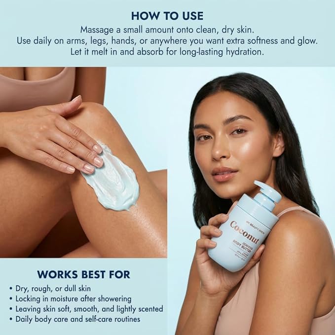 My Beauty Spot Scented Body Lotion for Women - Coconut Scented Body Butter, Natural Lotion for Women to Smell Good, Skin Moisturizer Infused with Retinol - Extra Large 510 ml