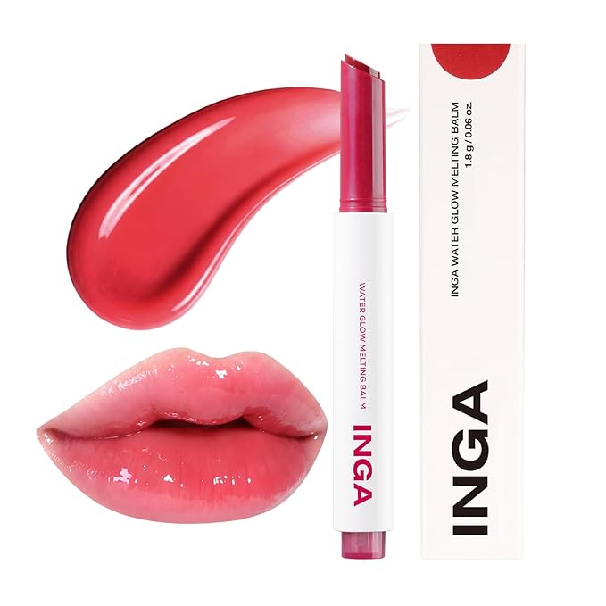 INGA Water Glow Melting Balm - Hydrating Tinted Lip Balm with Soft, Melt-On Texture, Natural Sheer, Glass-Like Finish with Non-Sticky, Lightweight Comfort (FIG JUICE)