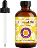 Deve Herbes Linseed Oil (Linum usitatissimum) with Glass Dropper | Cold Pressed | Pure | Natural | For Diluting Essential oils | For Skin & Massage | Non-Sticky| Lightweight| Unisex | 120ml (4 oz)
