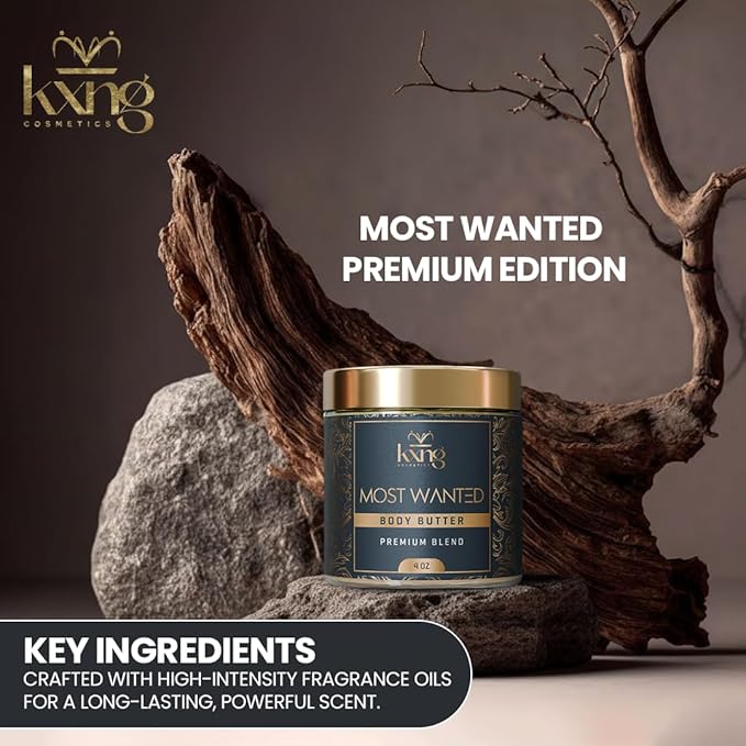KXNG Cosmetics Shea Body Butter Cream – 4oz | Organic Body Butter for Men & Women with Raw Shea, Cocoa, Mango & Coconut Oil | Moisturizing Cream for All Skin Types – Most Wanted