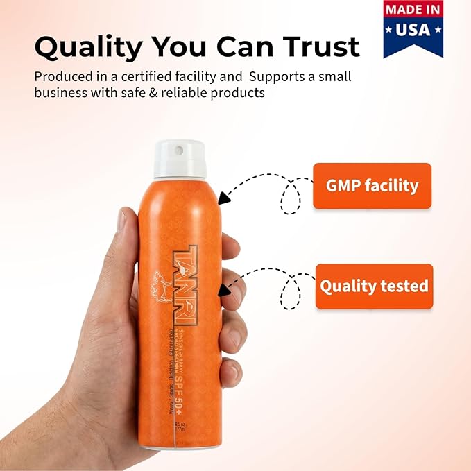Tanri Sunscreen SPF 50+ Spray for Face & Body | Hawaii 104 Reef Act Compliant | Made in USA | Reef Safe Sunscreen Travel Size | Broad Spectrum UVA/UVB | Hydrating, Water Resistant | 6 fl oz (3-Pack)