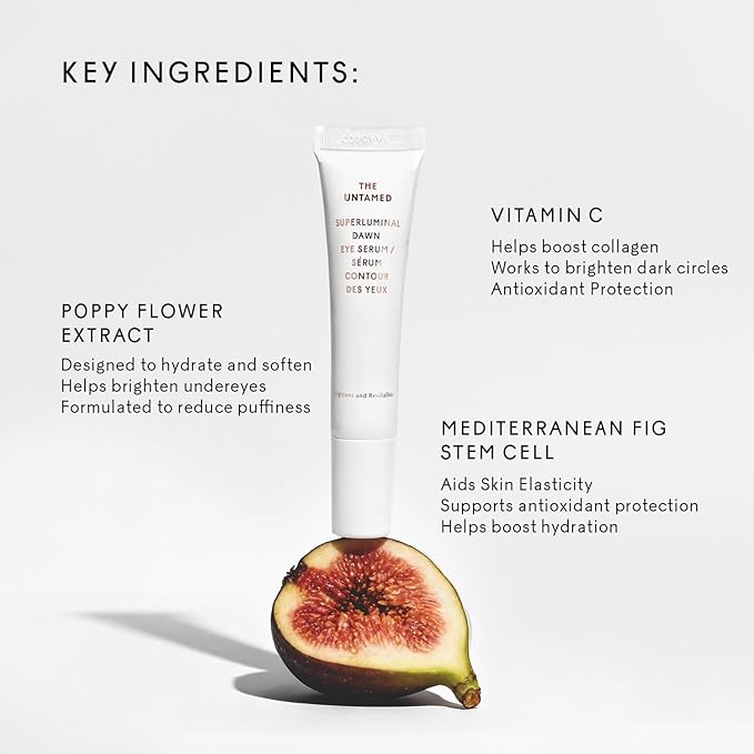 The Untamed Superluminal Dawn Eye Serum – Helps Refresh and Improve the Apperance of Under Eye Area –Brightening & Hydrating Skincare with Vitamin C, Poppy Flower & Cocoa Seed – 1 fl oz