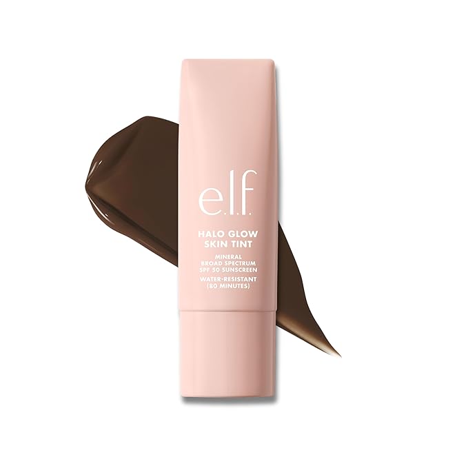e.l.f. Halo Glow Skin Tint SPF 50, Tinted Moisturizer For Light, Buildable Coverage, Creates A Natural Glow, Vegan & Cruelty-Free, 18 Rich Neutral