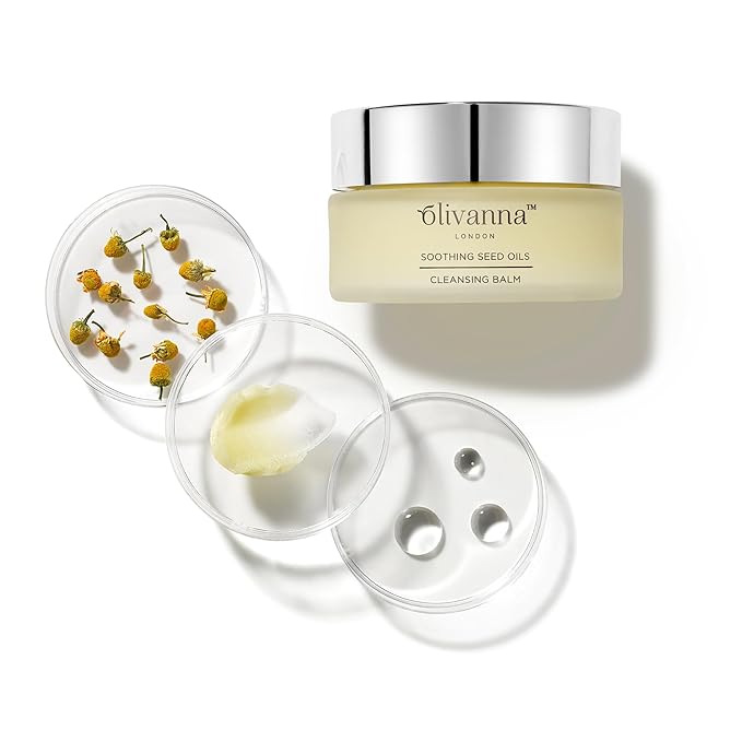 Olivanna Soothing Seed Oils Cleansing Balm - Nourishing Facial Cleanser with Rosehip Oil, Squalane, Omega 3, and Essential Oils - 3.3 oz