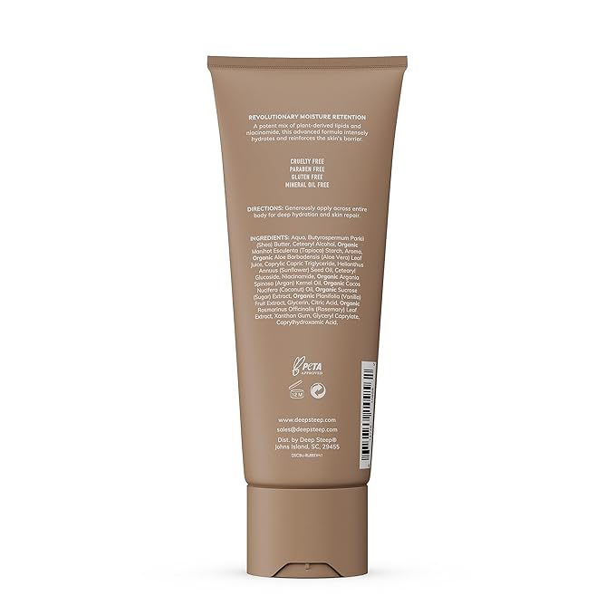 Deep Steep Body Lotion, Brown Sugar Vanilla, 8 oz – Moisturizer with Coconut Oil, Shea Butter, Argan Oil, Aloe Vera & Niacinamide – Vegan, Clean Beauty, Daily Skin Hydration