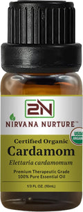 Cardamom Essential Oil, USDA Certified Organic, 100% Pure Undiluted, Aromatherapy Oil for Diffuser, Hair & Skin Care