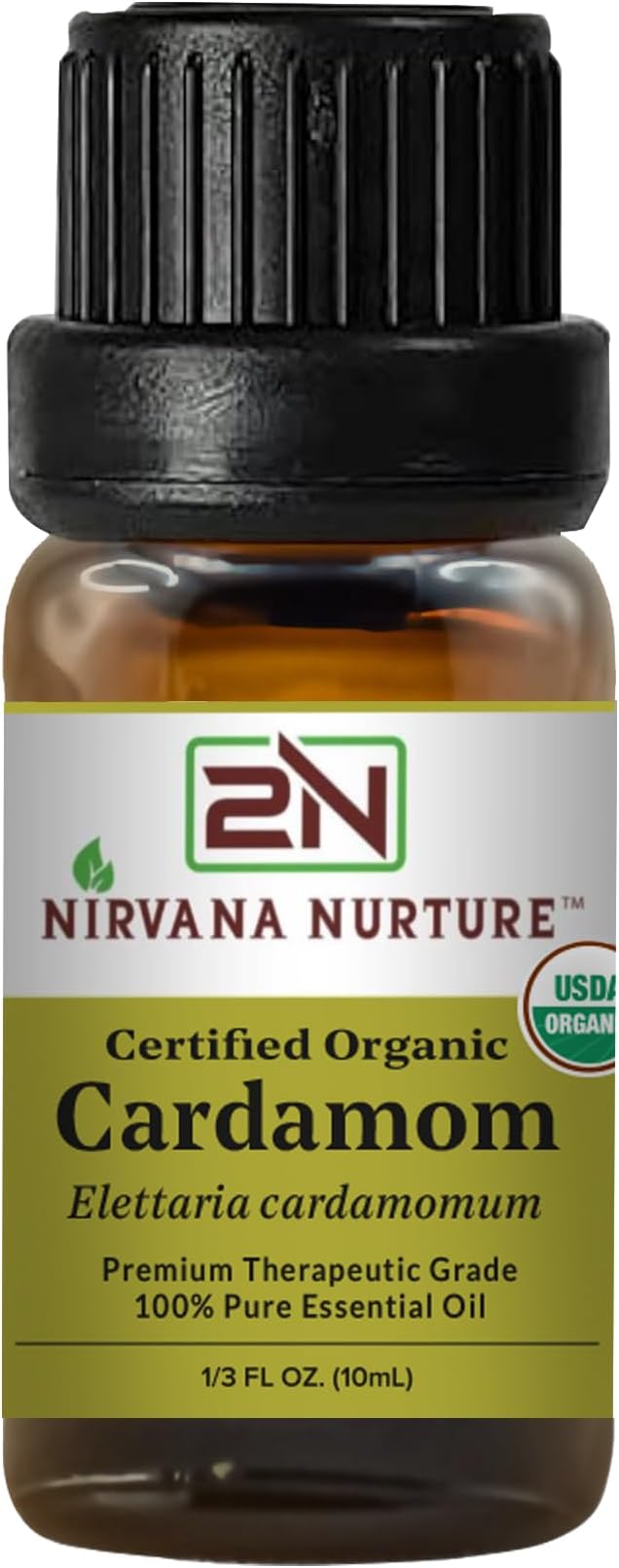 Cardamom Essential Oil, USDA Certified Organic, 100% Pure Undiluted, Aromatherapy Oil for Diffuser, Hair & Skin Care