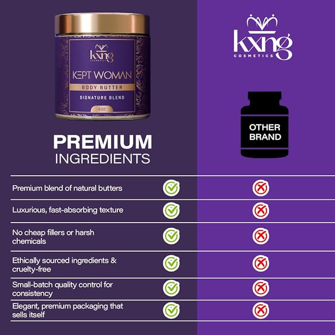 KXNG Cosmetics Luxury Shea Body Butter – 4oz | Deep Moisturizing Body Cream for Women | Butter with Shea, Cocoa, Mango & Coconut Oil | Ideal For Hands, Feet & All Skin Types – Kept Woman