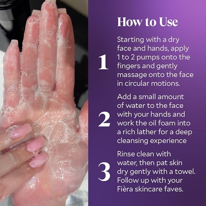 FIÈRA Oil to Foam Daily Facial Cleanser – Truffle Oil Complex, Fermented Plant Oils & Glycerin, Moisturizing and Nourishing, Soap-Free, Cruelty-Free, All Skin Types, 110ml 3.88 fl oz