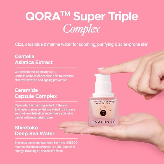 O'live Biomestage Ampoule Serum, 20ml Korean Skin Care Face Serum With Peptides, Cica, Ceramides, Centella Asiatica For Hydration & Radiance On Uneven Tones, Repair & Soothe Skin Barrier