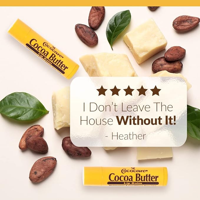 Cococare Cocoa Butter Lip Balm - The Little Yellow Stick - Conditions & Protects Lips with Hydrating Formula - Light Scent of Cocoa Butter - 0.15oz (24 Sticks)