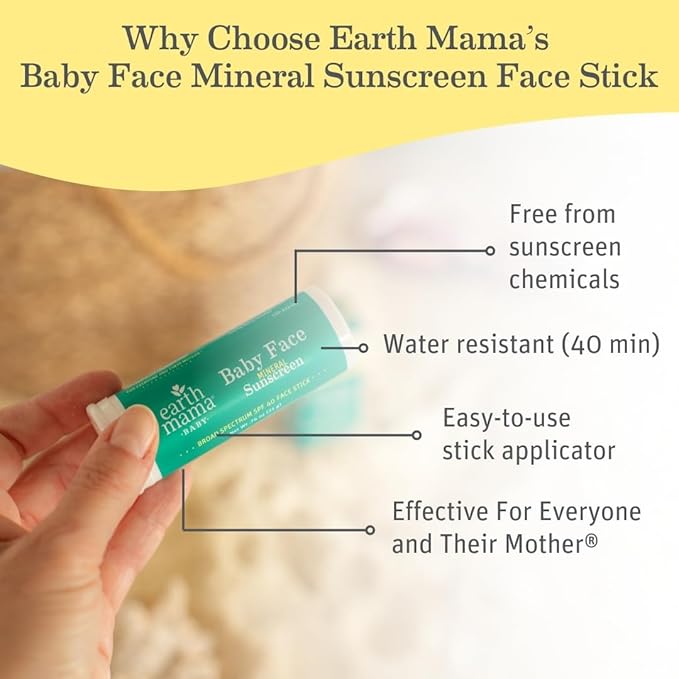 Earth Mama Baby Face Mineral Sunscreen Stick & Lotion Set, SPF 40 | Non-Nano Zinc, Contains Organic Cocoa Butter, Shea Butter, Aloe & Calendula | Babies, Kids & Family