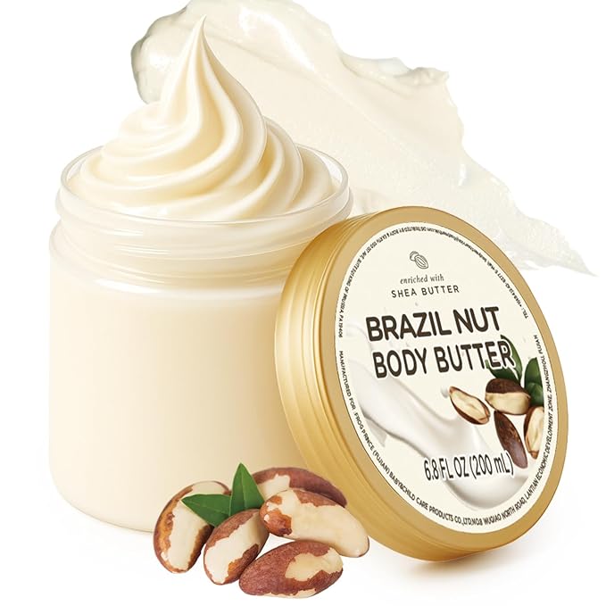 Brazil Nut Body Butter, Shea Body Butter for Women Dry Skin, Natural Brazil Nut Lotion for Body Care Smell Good-6.8 floz(200ml)