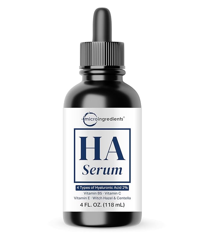 Hyaluronic Acid Serum with Vitamin B5 for Face | Lightweight Hydrating Face Serum for Dry & Sensitive Skin | 4 Types of HA at 2% with Vitamin C & E | Oil-Free & Fragrance-Free, 4 fl oz