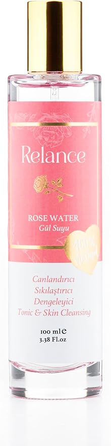 Relance Rose Water Tonic, Natural Skin Cleansing Solution, Pink, 100ml/3.38 Fl.oz, GMP Certified