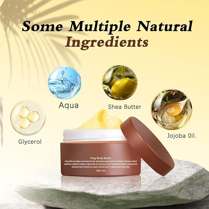 Men's Skin - Nourishing Body Butter with Warm Scent, Organic Jojoba Oil, Shea & Mango Butter - All Skin Types