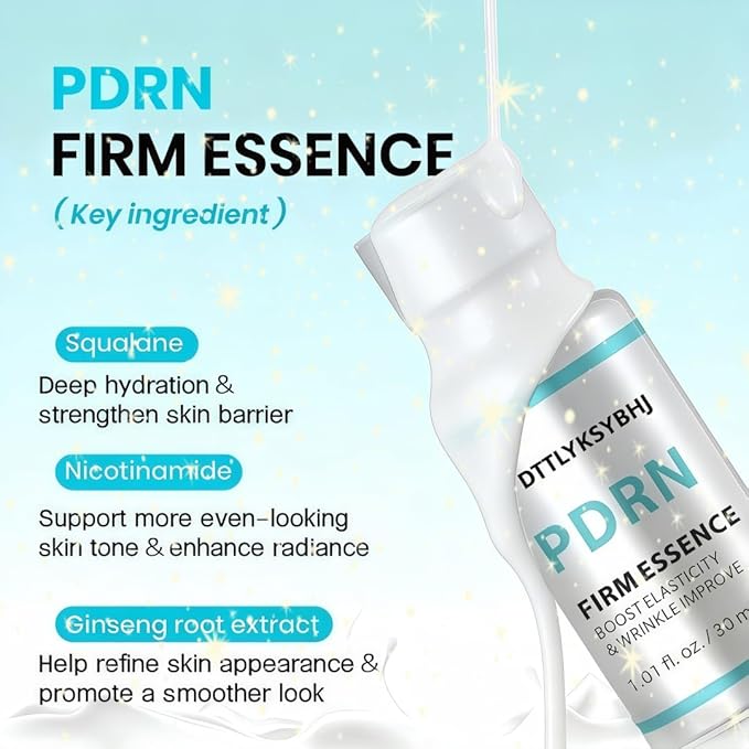 Vegan PDRN Skin Renewal Essence - Intensive Glow Serum, Plumping, Deep Hydrating & Moisturizing, Boosts Skin Firmness & Diminishes Fine Lines, 1.01 oz