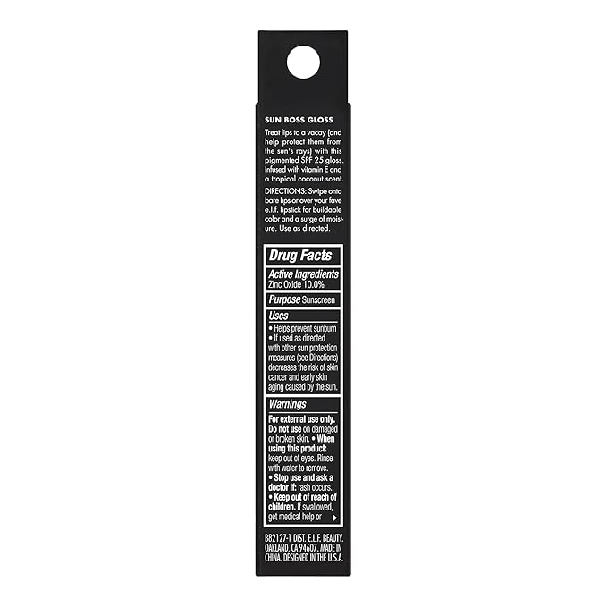e.l.f. Sun Boss Gloss SPF 25, Pigmented Lip Gloss For A High-Shine Finish, Moisturizing & Conditioning Formula, Vegan & Cruelty-Free, Blush Much?
