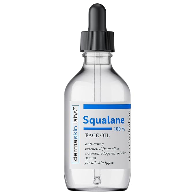 Squalane Oil 100% Pure for Face Skin Hair Body Moisturizer Organic Olive Derived Vegan Non-Comedogenic Skincare Emollient Reduces Fine Lines & Firms Enhances Skin Elasticity made in the USA (4 fl oz)