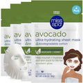 MISS SPA Avocado Ultra-Hydrating Sheet Mask Nourishing Face Mask with Avocado & Honey Deep Moisture Radiant Glow Biodegradable Cotton Dermatologist Tested Clean, 4 pack