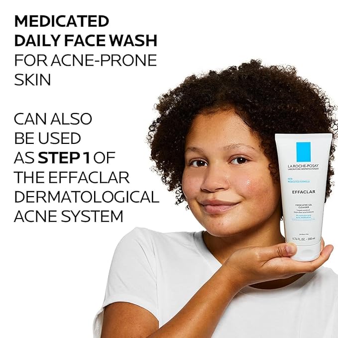 La Roche-Posay Effaclar Medicated Gel Cleanser, 2% Salicylic Acid Cleanser + LHA + Glycerin, Foaming Acne Face Wash, Helps Clear & Prevent Acne Breakouts, Oil Free, Targets Excess Oil