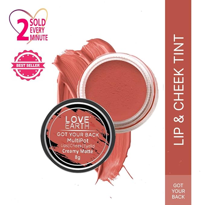 Love Earth Lip Tint & Cheek Tint Multipot-Got Your Back With Richness Of Essential Oils And Vitamin E For Lips, Eyelids & Cheeks