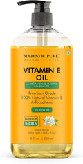 Majestic Pure Vitamin E Oil with Argan 8 Fl Oz - Jasmine fragrance - 100% Pure and Natural- Cold Pressed & Hexane Free Natural Hair Growth Oil for Eyelashes, Eyebrows, Skin, Body, Face, Nails & Scalp