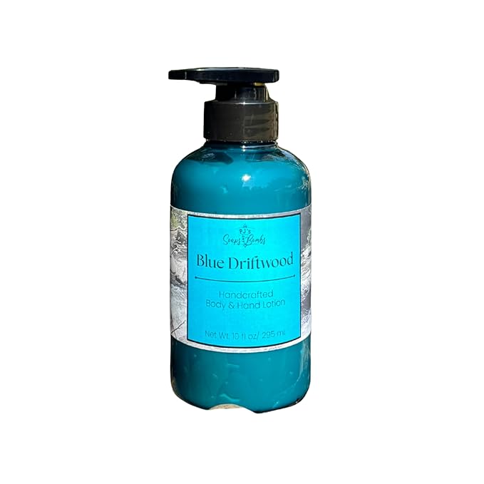 PJ's Blue Driftwood Handcrafted Luxury Body Lotion – Moisturizing, Non-Greasy Skincare with Natural Ingredients, Paraben-Free & Cruelty-Free, 10 oz