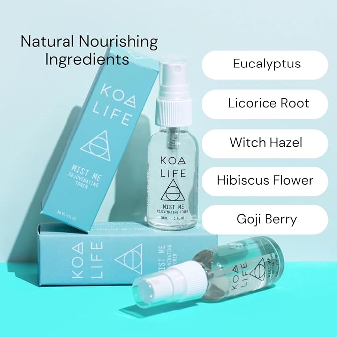 Koa Life Mist Me Rejuvenating Toner - Hydrating Facial Mist Spray, Anti-Aging Properties, Vegan, Witch Hazel, Eucalyptus Face Spray - 1 FL OZ