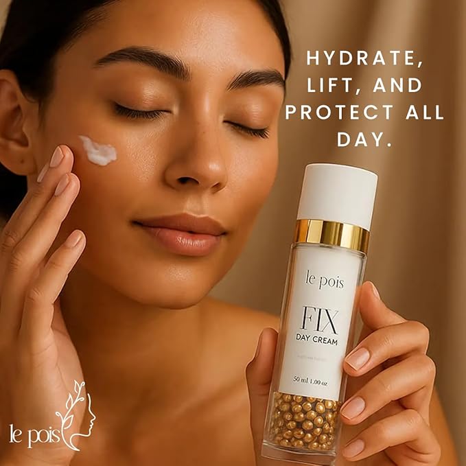 Le Pois FIX Day Cream, Plant-Based Moisturizer for All Skin Types, Fragrance-Free Anti-Aging Hydration, Wrinkle Smoothing for Sensitive Mature Skin Care