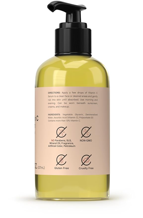 Coera Vitamin C Face Serum | 12% with Ascorbic Acid | 8 fl oz | Hydrating and Moisturizing for Dark Spots | Paraben & SLS Free