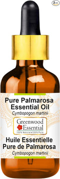 Greenwood Essential Pure Palmarosa Essential Oil (Cymbopogon martinii) with Glass Dropper Steam Distilled 15ml (0.50 oz)