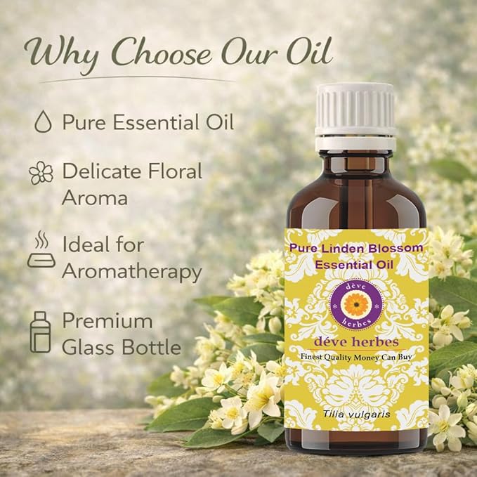 Deve Herbes Pure Linden Blossom Essential Oil (Tilia vulgaris) Steam Distilled 2ml (0.06 oz)